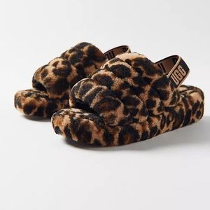CHEETAH PRINT UGG PLATFORM SLIDES